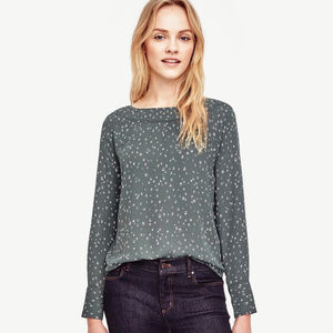 Ann Taylor Perforated Boatneck Blouse | Medium